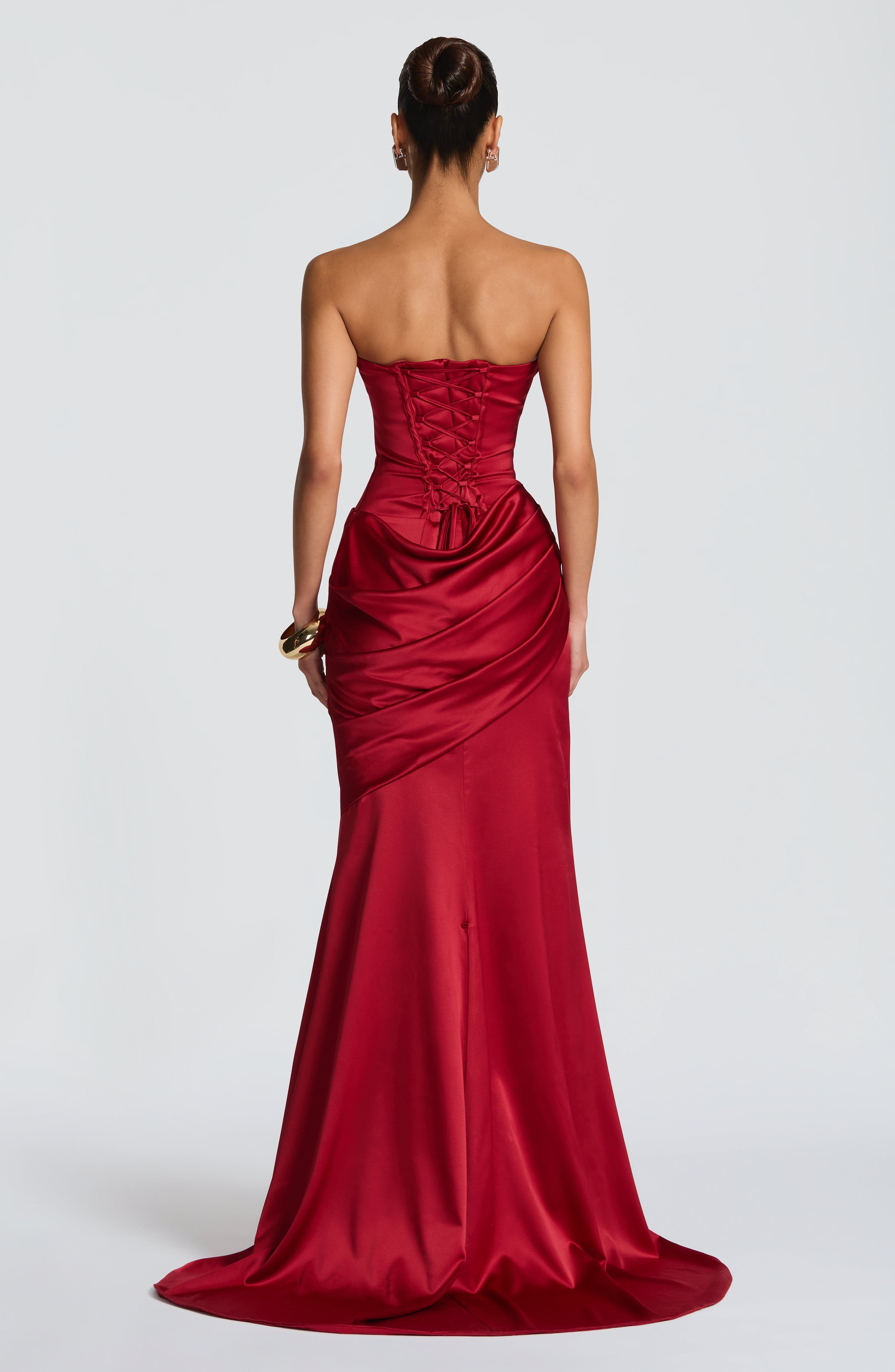 Aria™ - Vestido Largo Rojo Oscuro