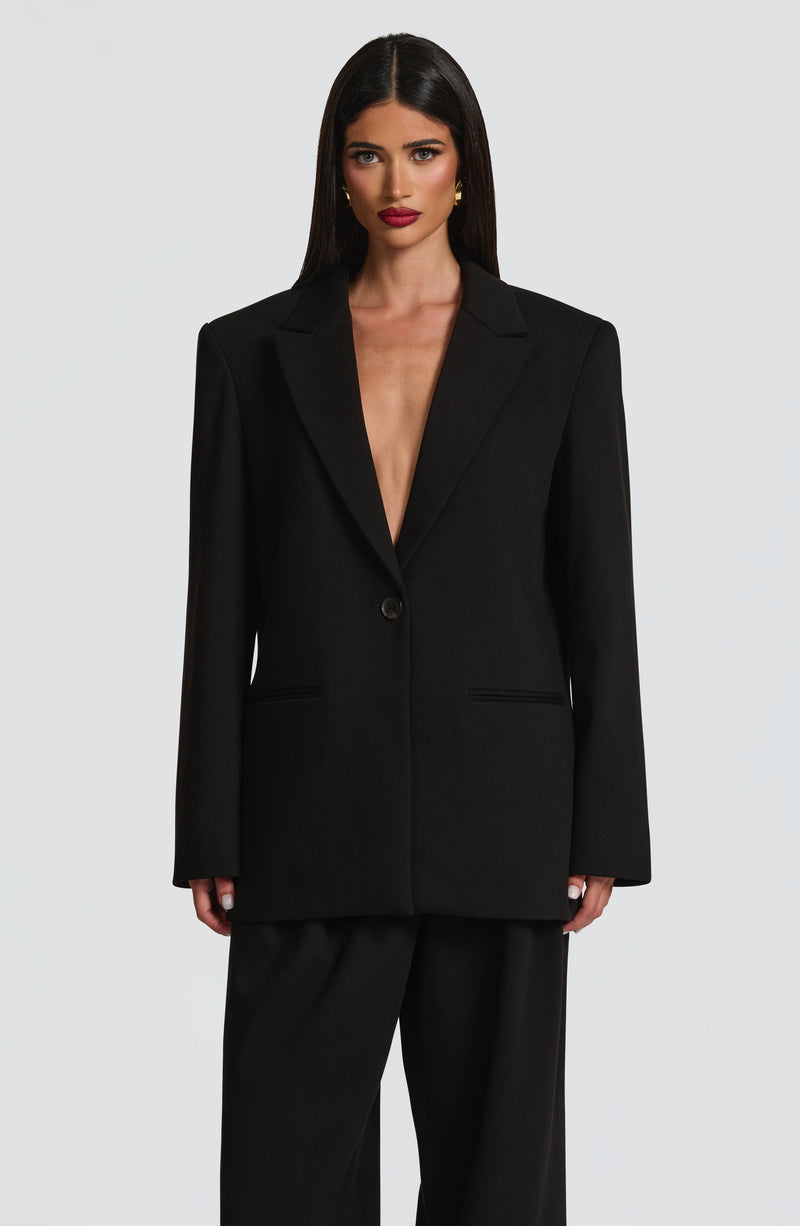 Victoria™ - Blazer Sastre Negra de Corte Boxy