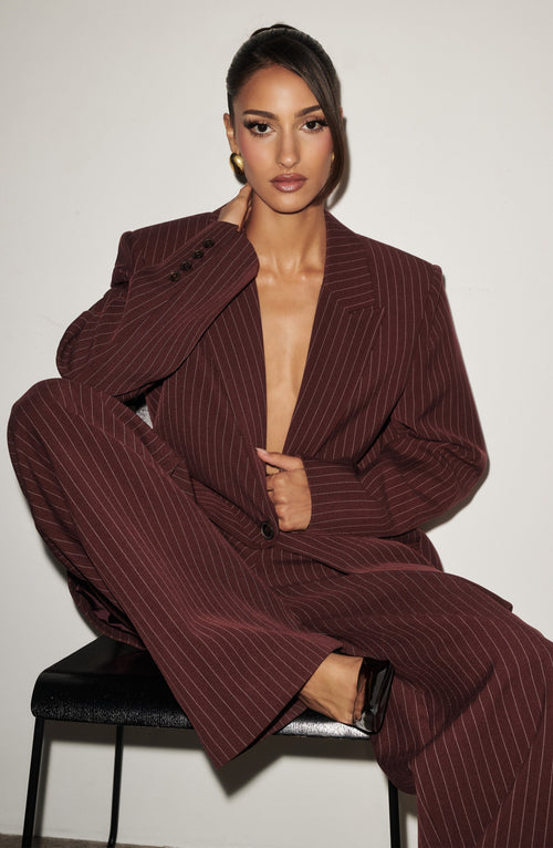Carmen™ - Blazer sartoriale bordeaux a righe gessate
