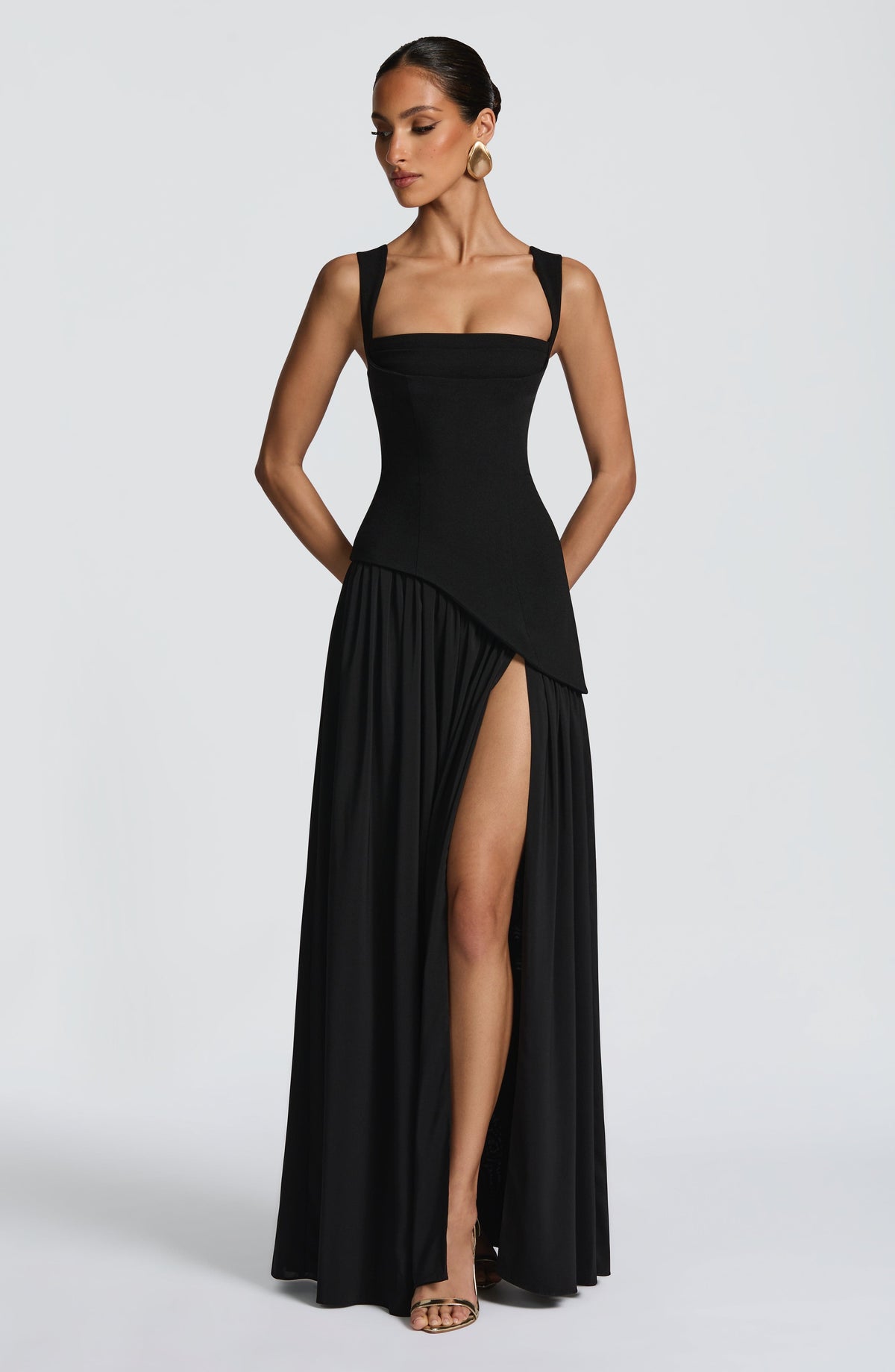 Ainara™ - Vestido Largo de Crepé y Chifón