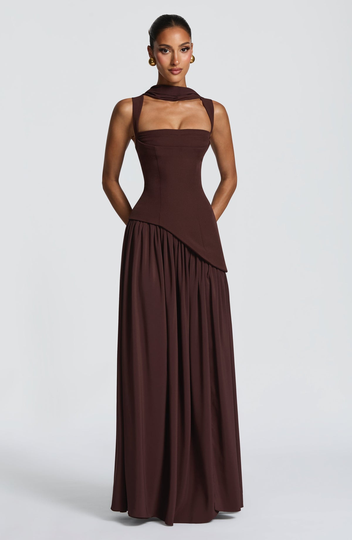 Ainara™ - Vestido Largo de Crepé y Chifón