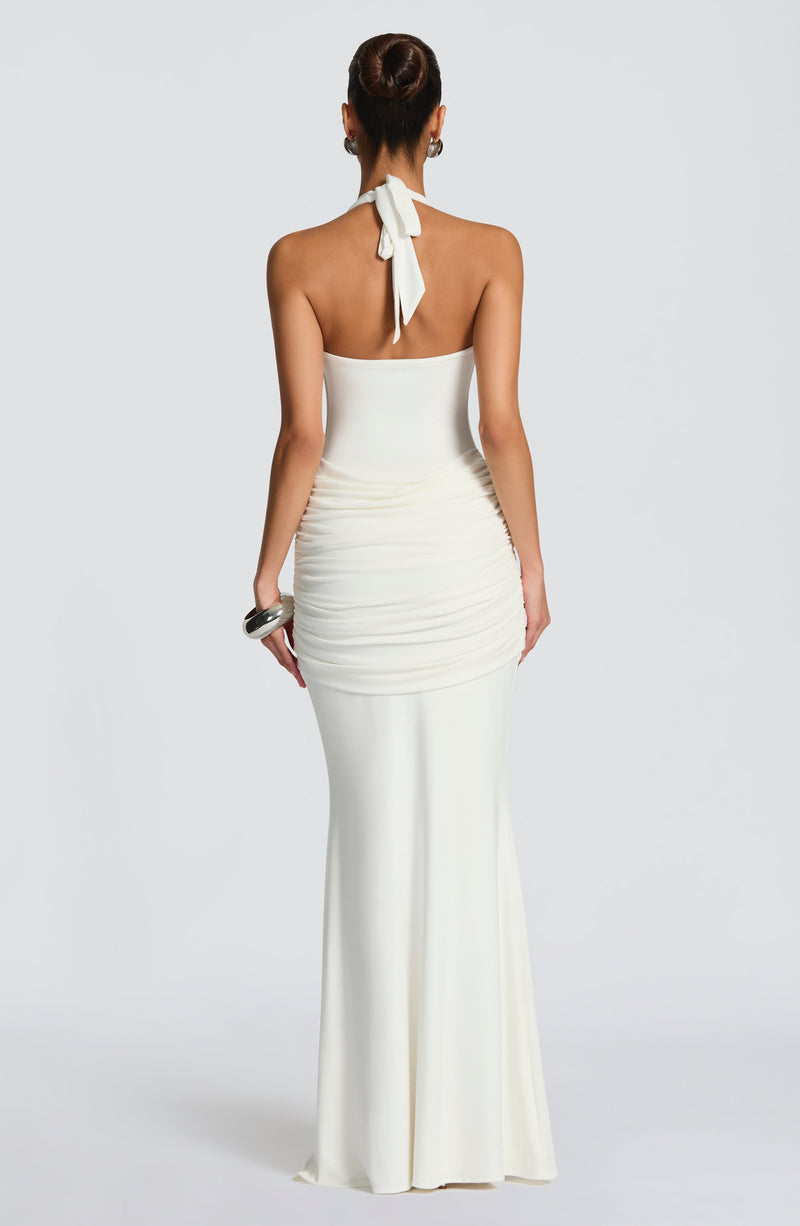 Camila™ - Vestido de Gala Marfil en Jersey de Lujo